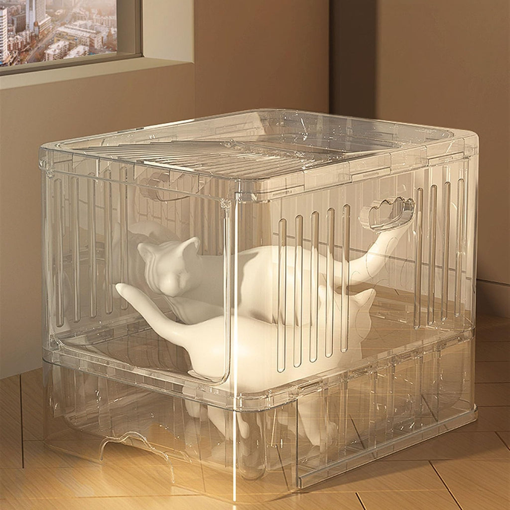 Cat Litter Box with Scoop, Large Top Entry Anti-Splashing with Lid, Enclosed Plastic, Drawer Type H5578