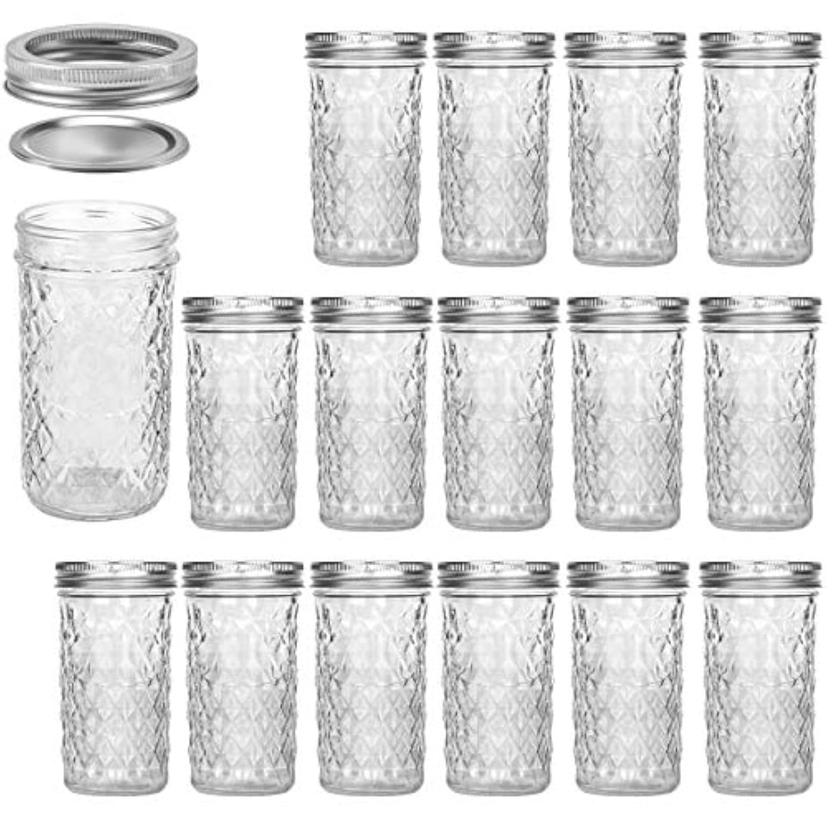 15 Pack 12 oz Mason Jars with Lids I26268