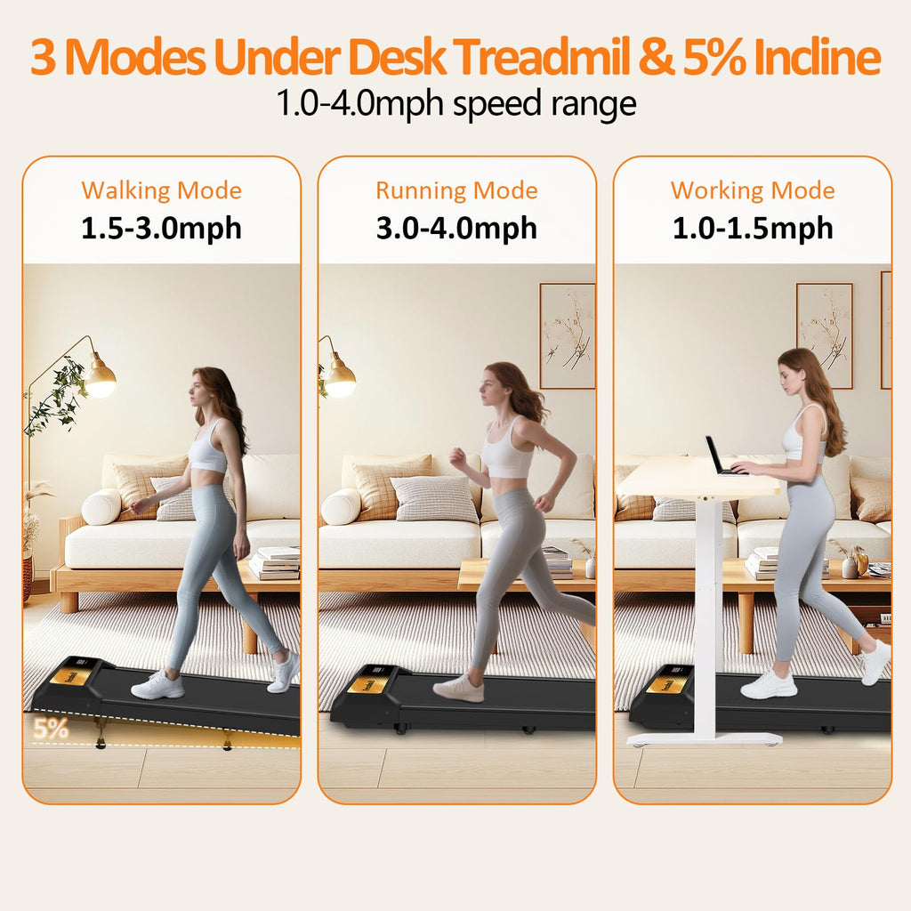 2.5HP Incline Walking Pad Treadmill with Remote L5996