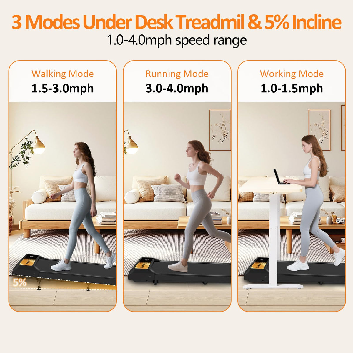 2.5HP Incline Walking Pad Treadmill with Remote L5996