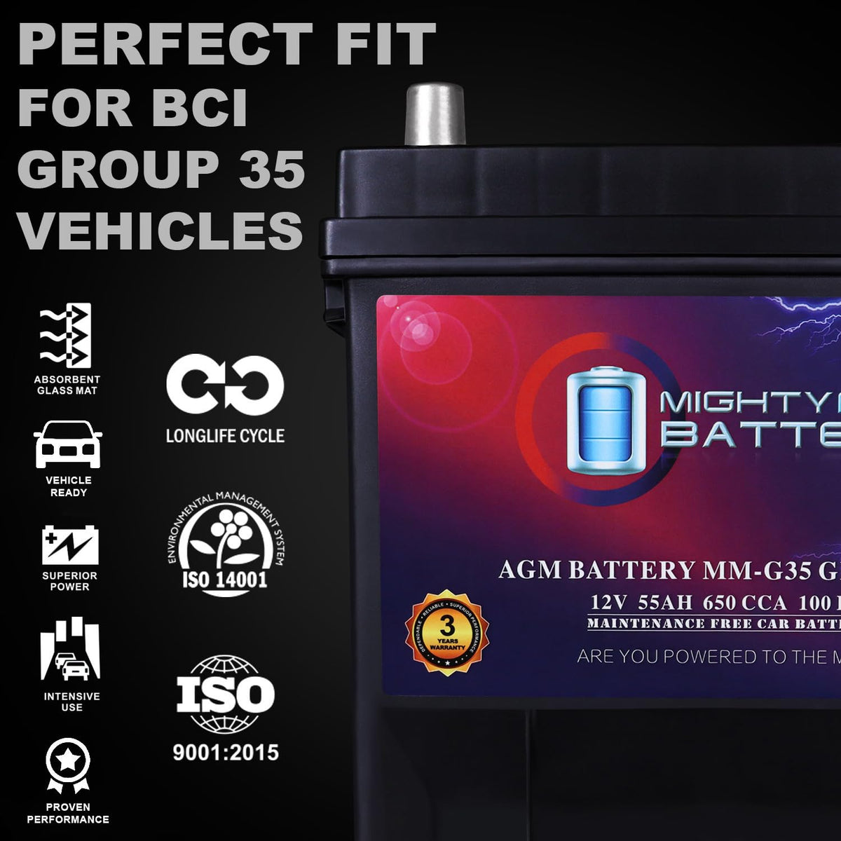 12V 55Ah AGM Replacement Battery Z731