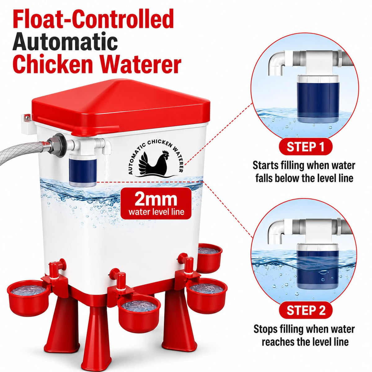 3 Gallon Chicken Waterer with 10 Cups O3969