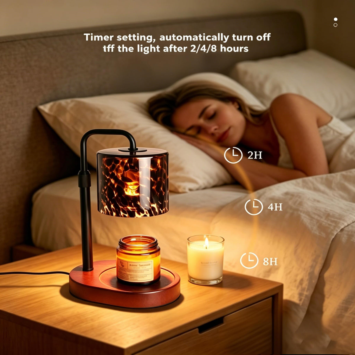 Black Leopard Print Candle Warmer Lamp with Timer O31759