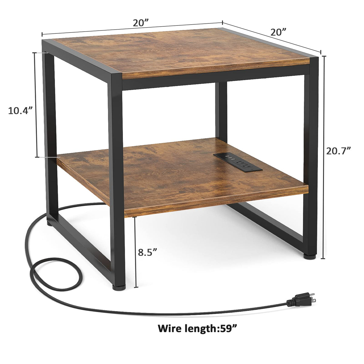 End Table with Charging Station, 2 Pack I187