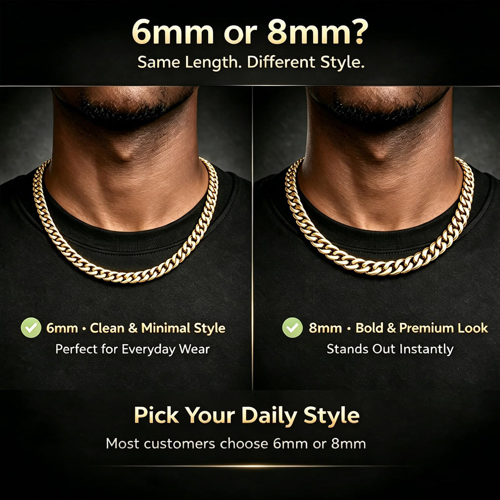 Stainless Steel 6mm Cuban Link Chain Necklace O787