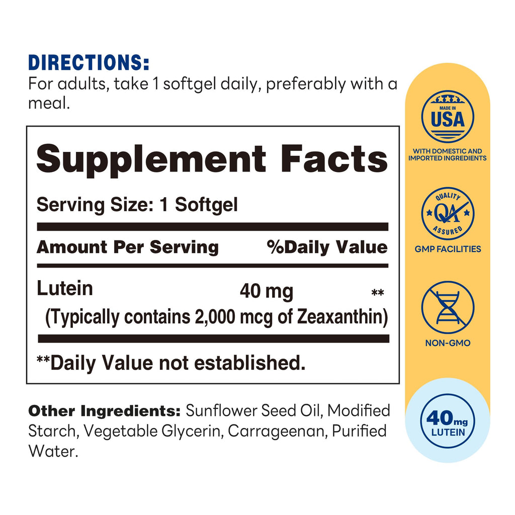 Lutein 40mg with Zeaxanthin 2mg 60 Softgels K81320