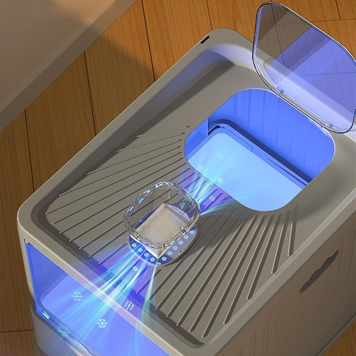 Cat Litter Box with Scoop, Large Top Entry Anti-Splashing with Lid, Enclosed Plastic, Drawer Type H5578