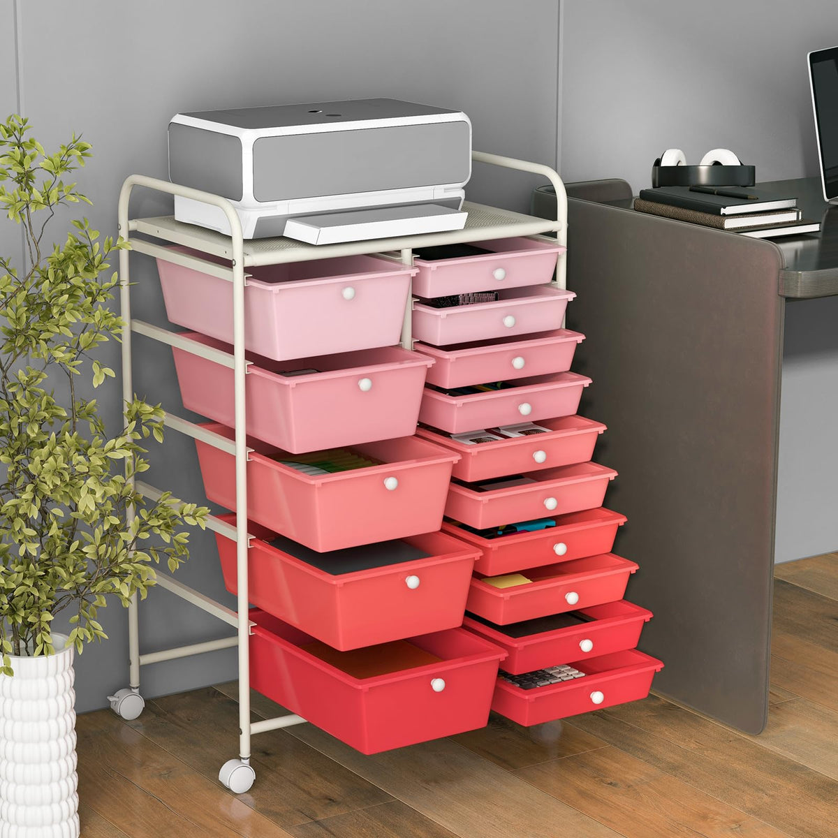 15 Drawer Multicolor Rolling Storage Cart E5743
