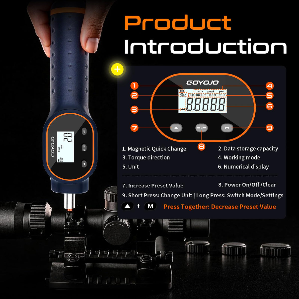 Digital Torque Screwdriver 1/4" Adjustable Set with Buzzer & Magnetic Bits S8264