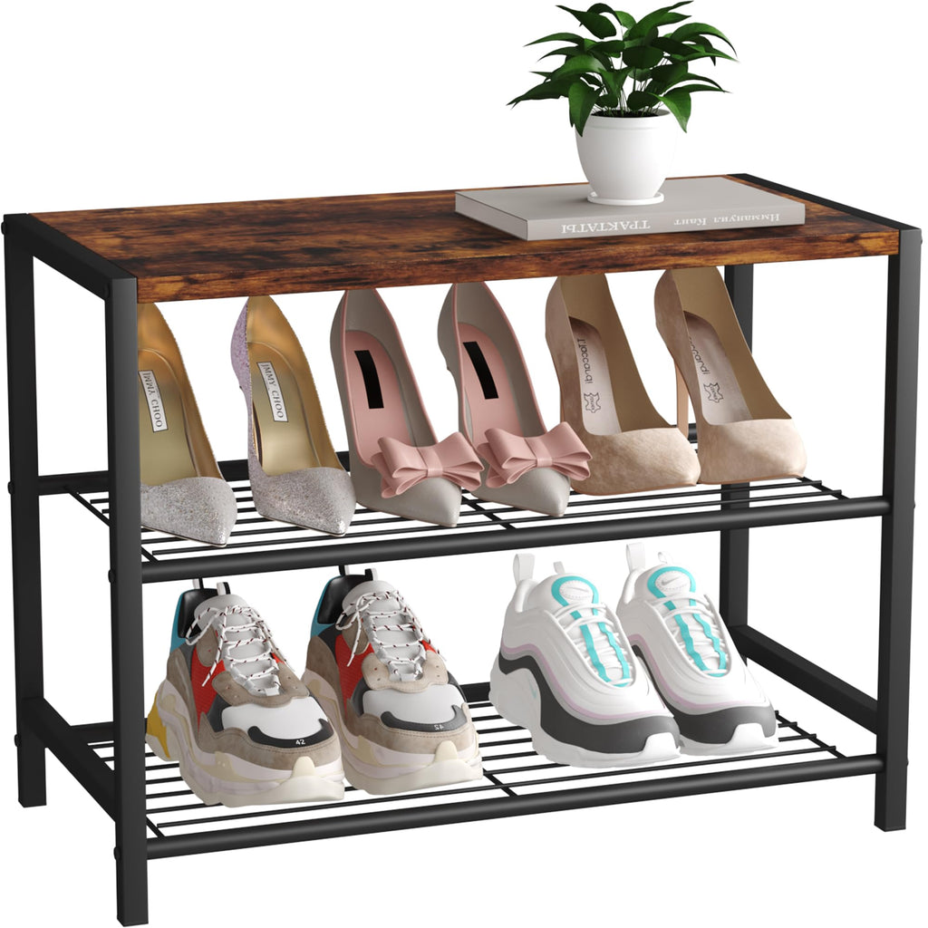 3-Tier Narrow Shoe Rack with Metal Shelves H832