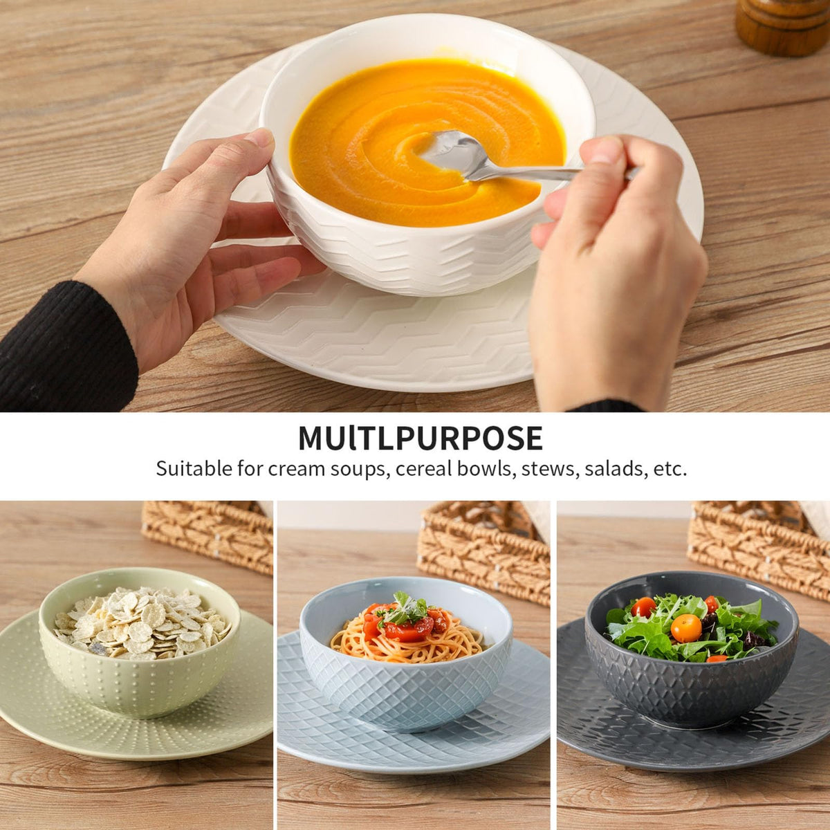 Ceramic Cereal Bowls Set of 4 D27778