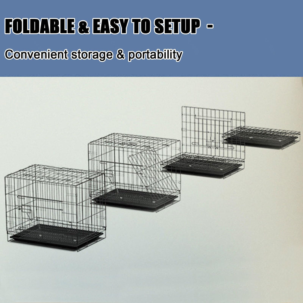 4-Tier Collapsible Metal Wire Cat Cage with Wheels White V9938