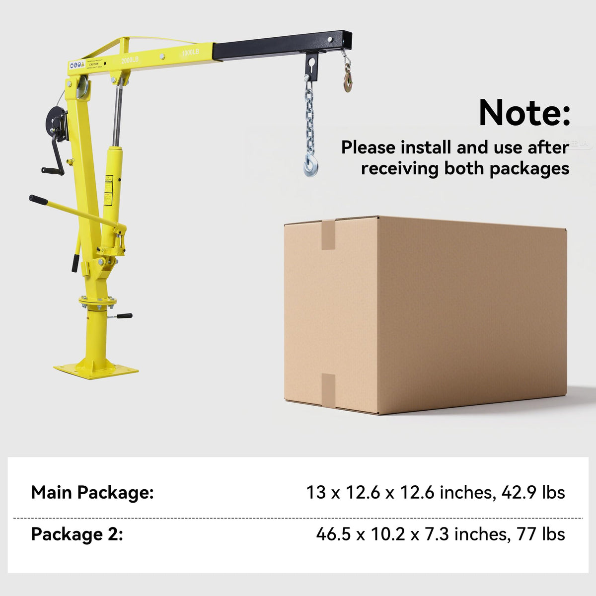 2000 lbs Folding Truck Crane with Hydraulic Winch W83806