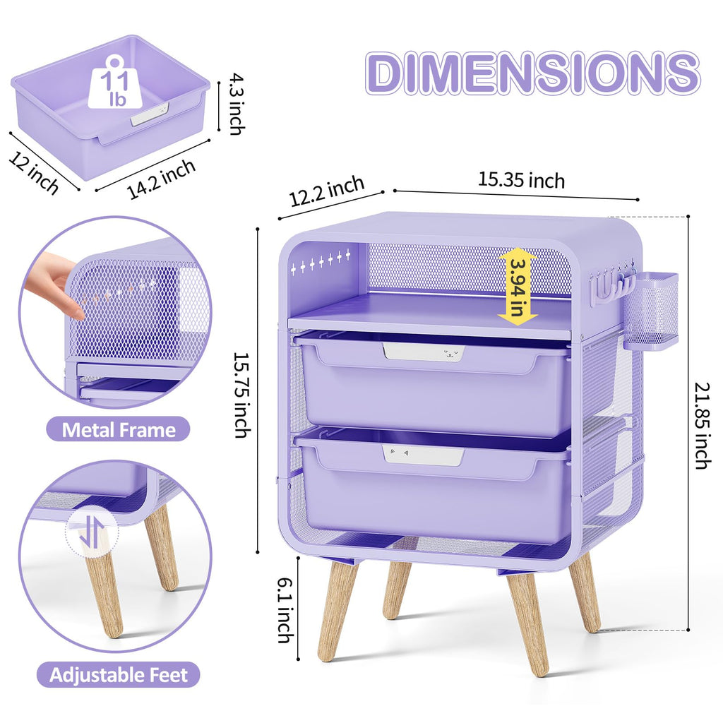 Kids Nightstand, Girls Bedside Table, Night Side Table, Purple V97057