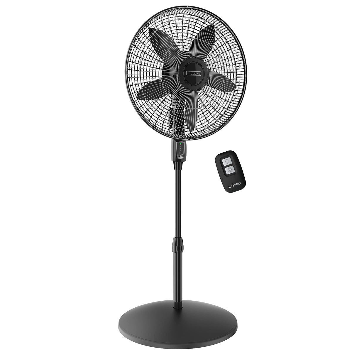 Oscillating Pedestal Fan, Adjustable Height, Remote Control, 4 Speeds, 18", Black R3682