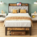 Twin Platform Bed Frame with USB Charging Ports F6506