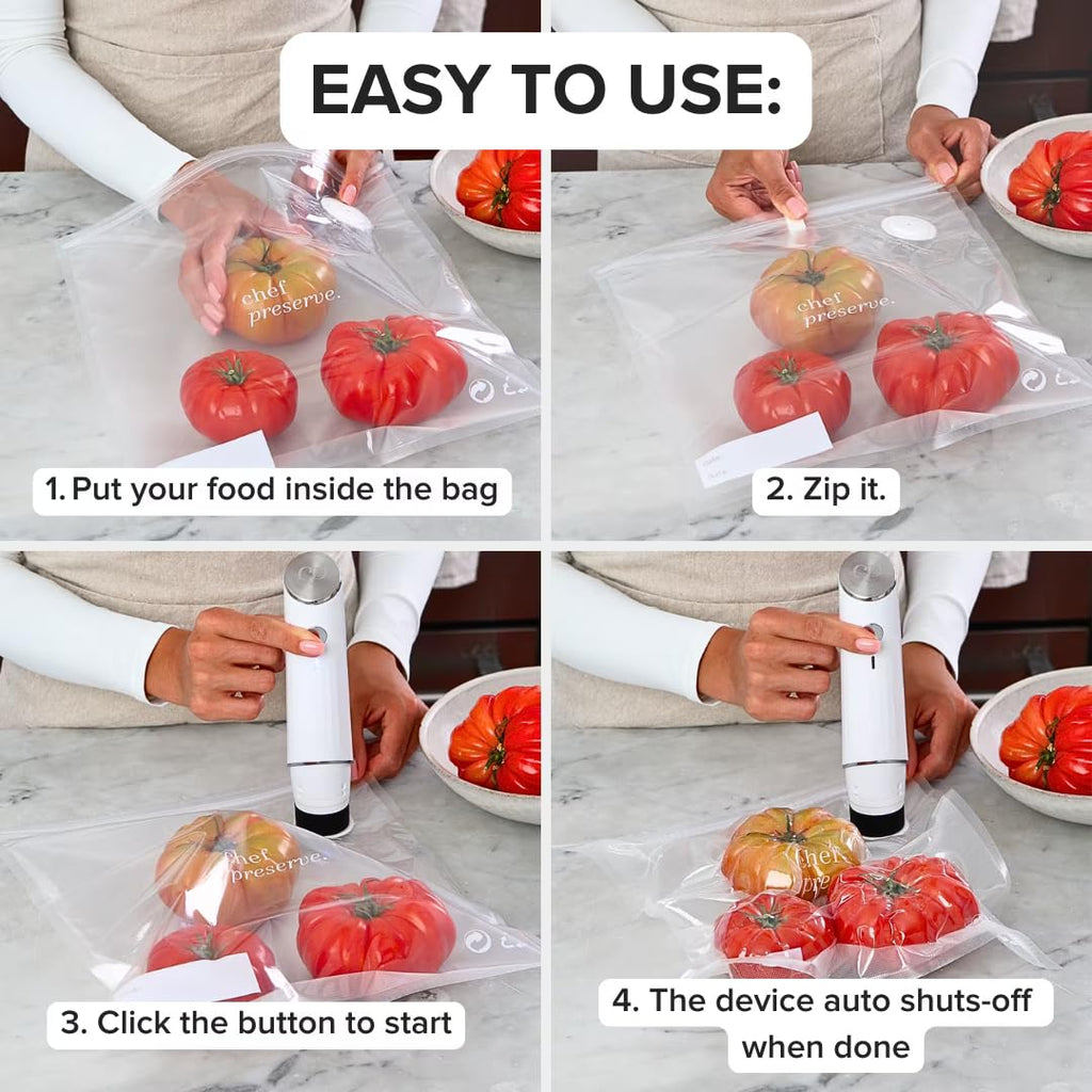 Compact Vacuum Sealer with 30 Reusable Vacuum Bags T7689