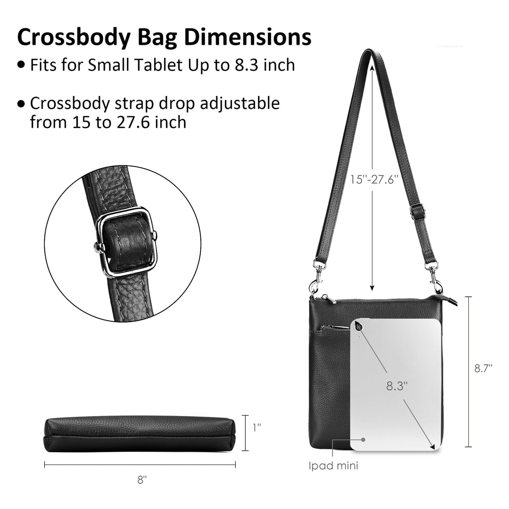 Genuine Leather Crossbody Purses with Adjustable Shoulder Strap P8361