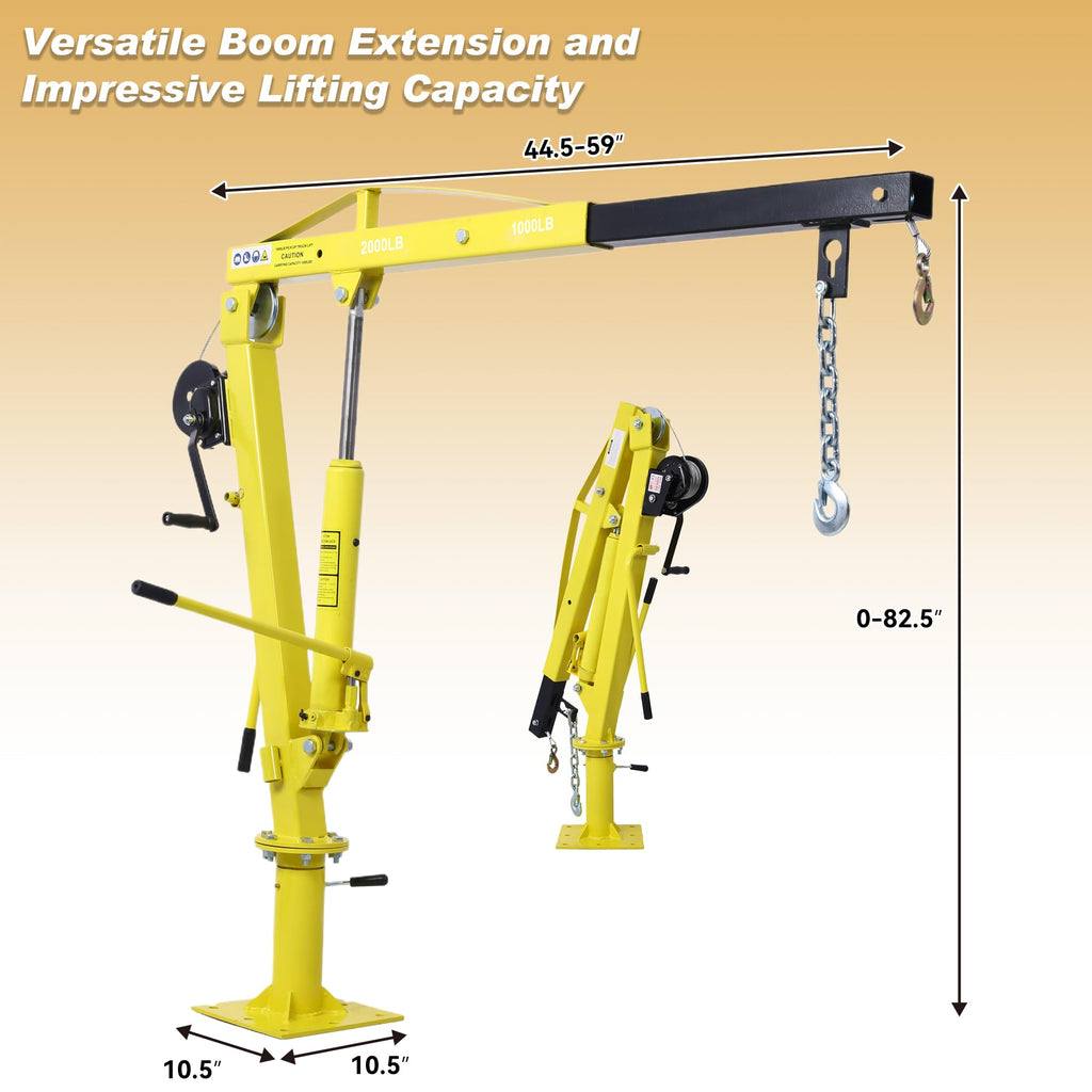 2000 lbs Folding Truck Crane with Hydraulic Winch W83806