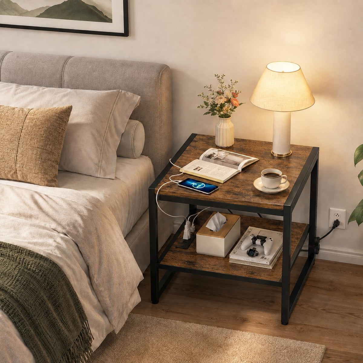 End Table with Charging Station, 2 Pack I187