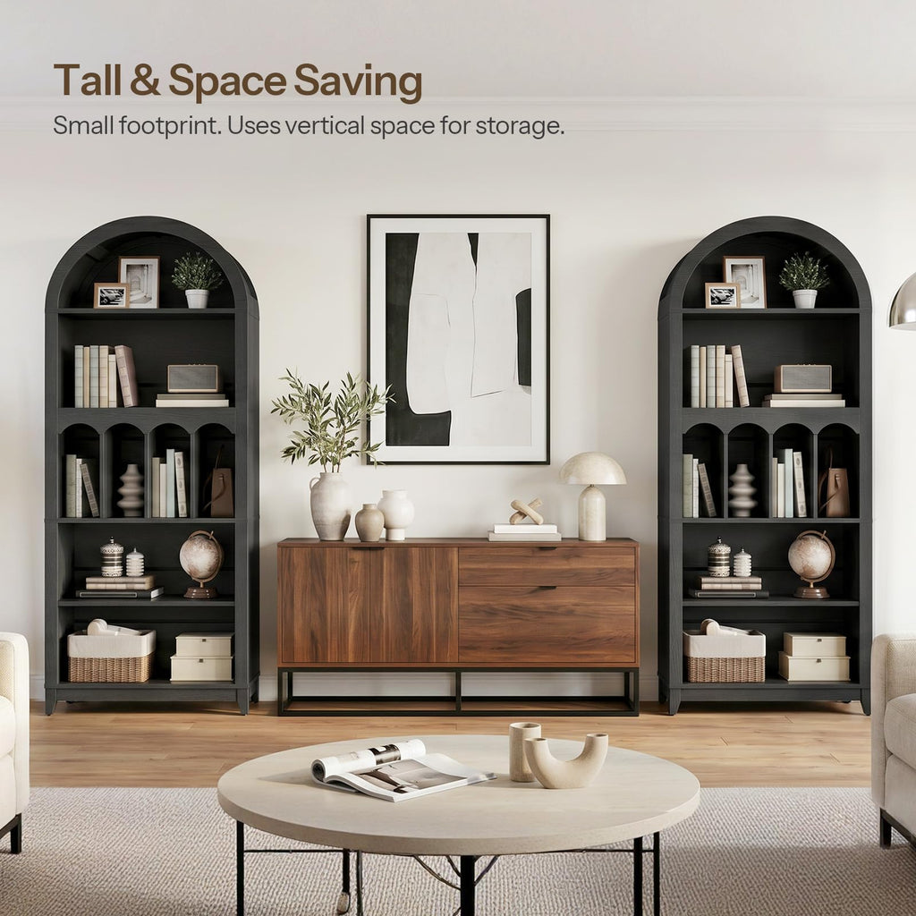 70.9" Tall Arched Wooden Bookcase N793098