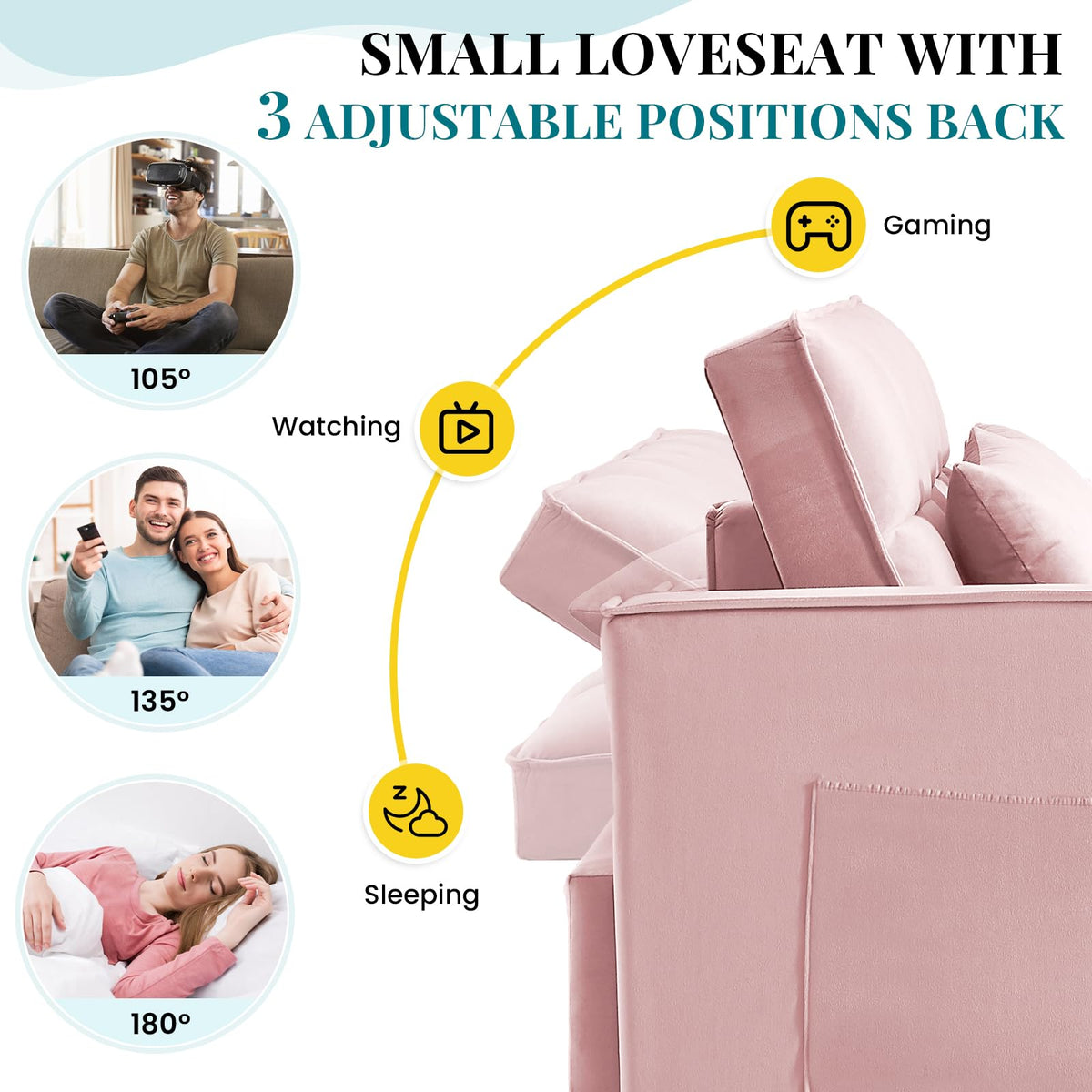 Pink Velvet Convertible Sleeper Sofa Bed B602679