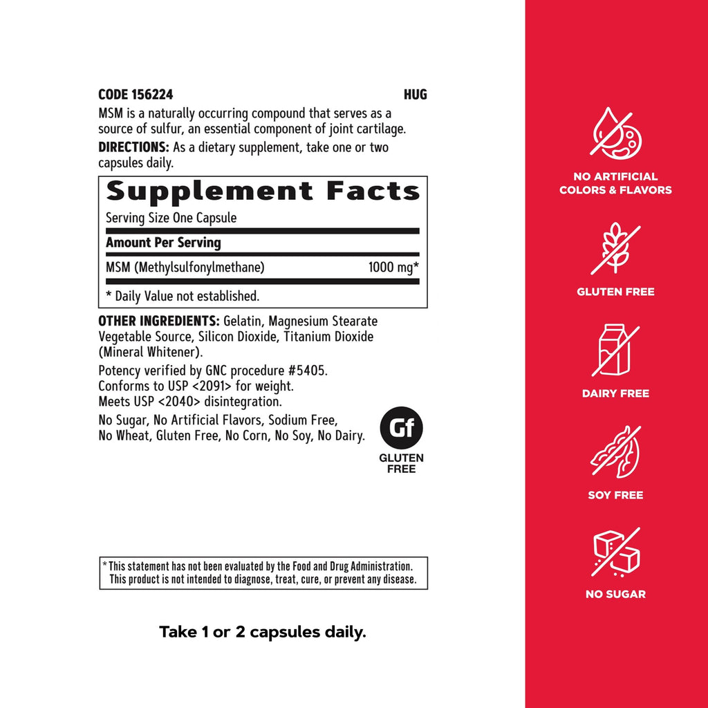 MSM 1000mg Supplement G305