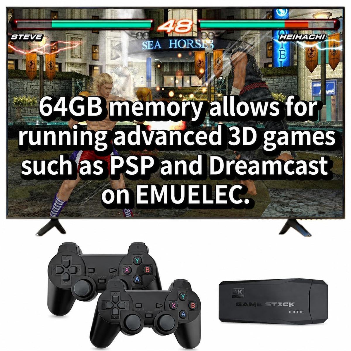 64GB Retro Gaming Console with 2.4GHz Wireless Controllers X99380