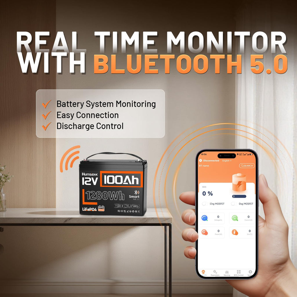 12V 100Ah LiFePO4 Lithium Battery with Bluetooth P903407