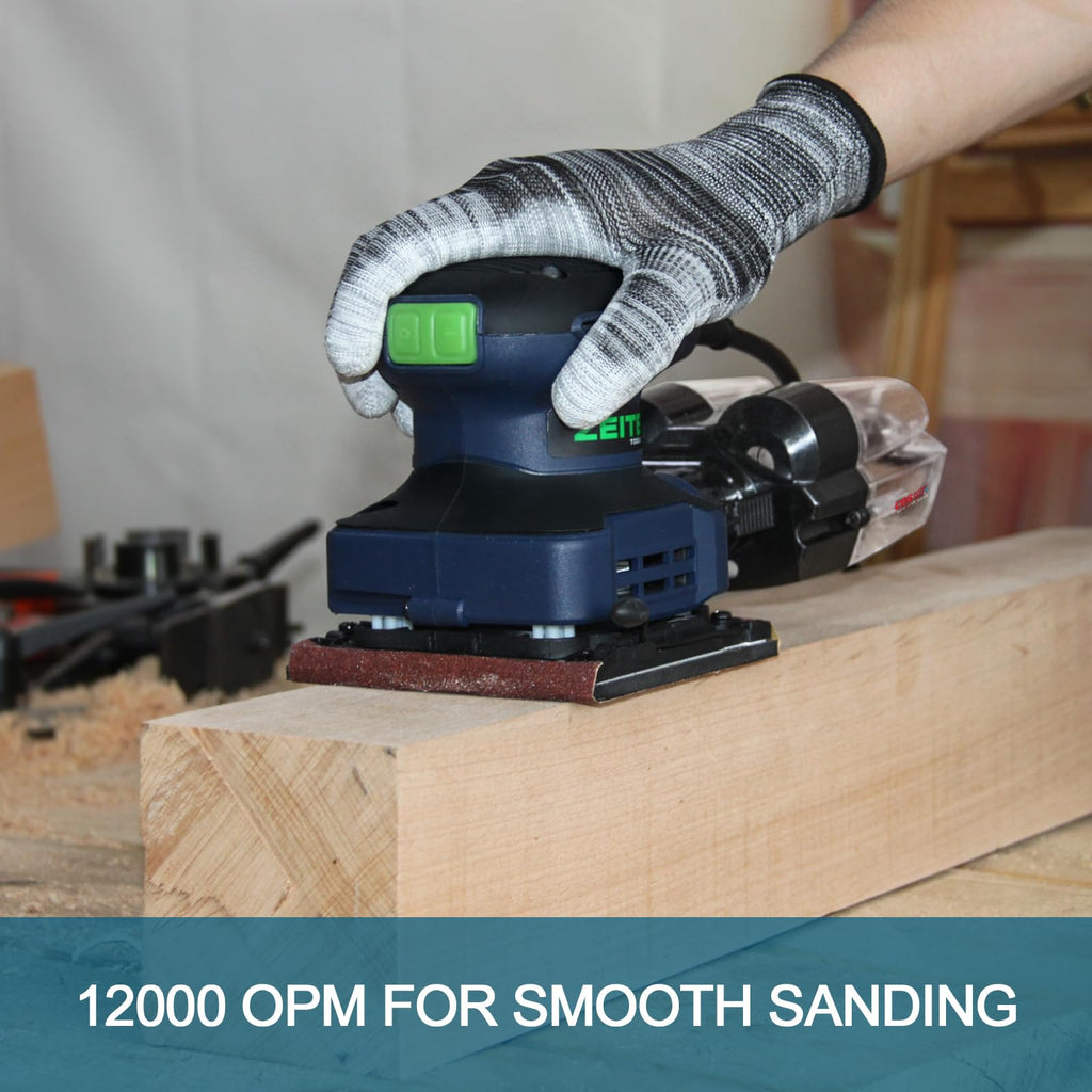 2.4 Amp 1/4 Sheet Electric Palm Sander with 12Pcs Sandpapers D17618