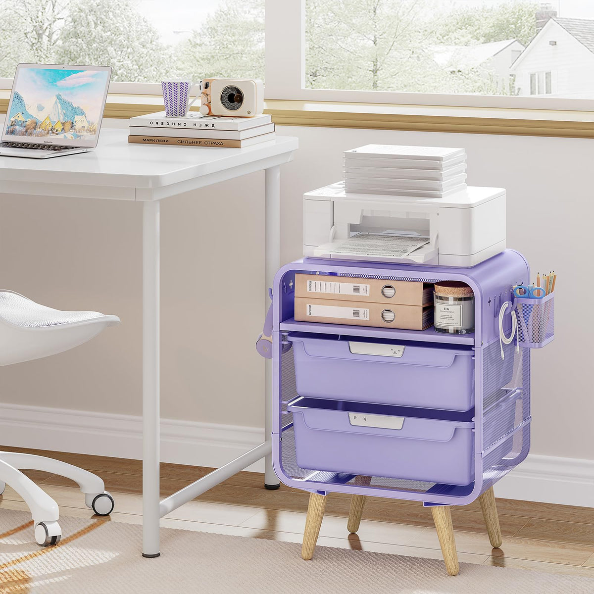 Kids Nightstand, Girls Bedside Table, Night Side Table, Purple V97057