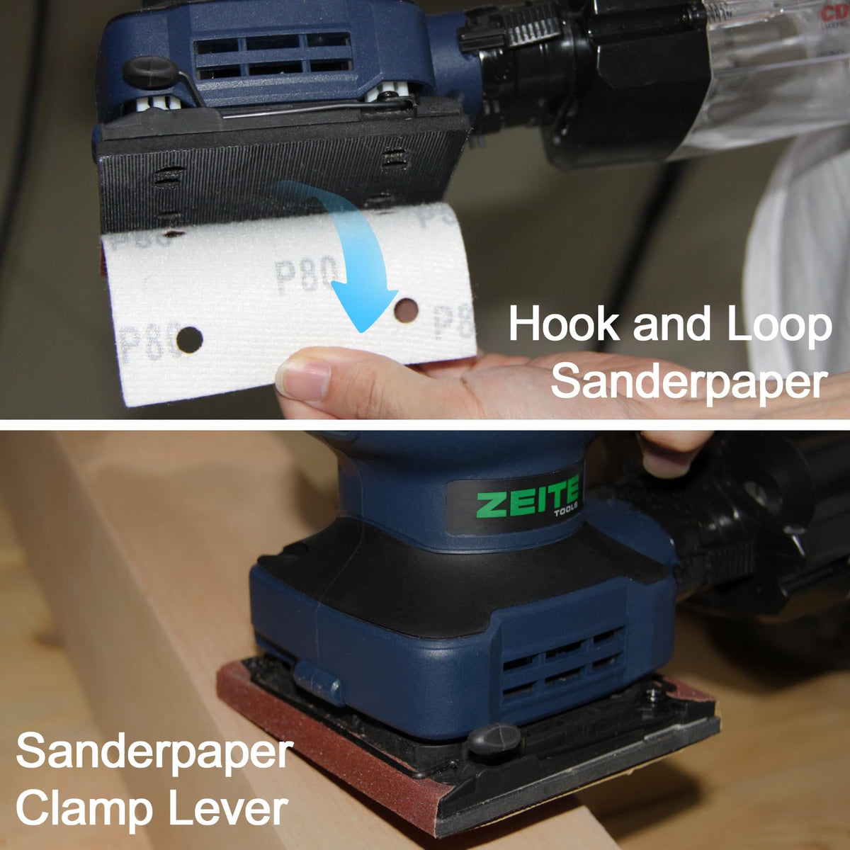 2.4 Amp 1/4 Sheet Electric Palm Sander with 12Pcs Sandpapers D17618