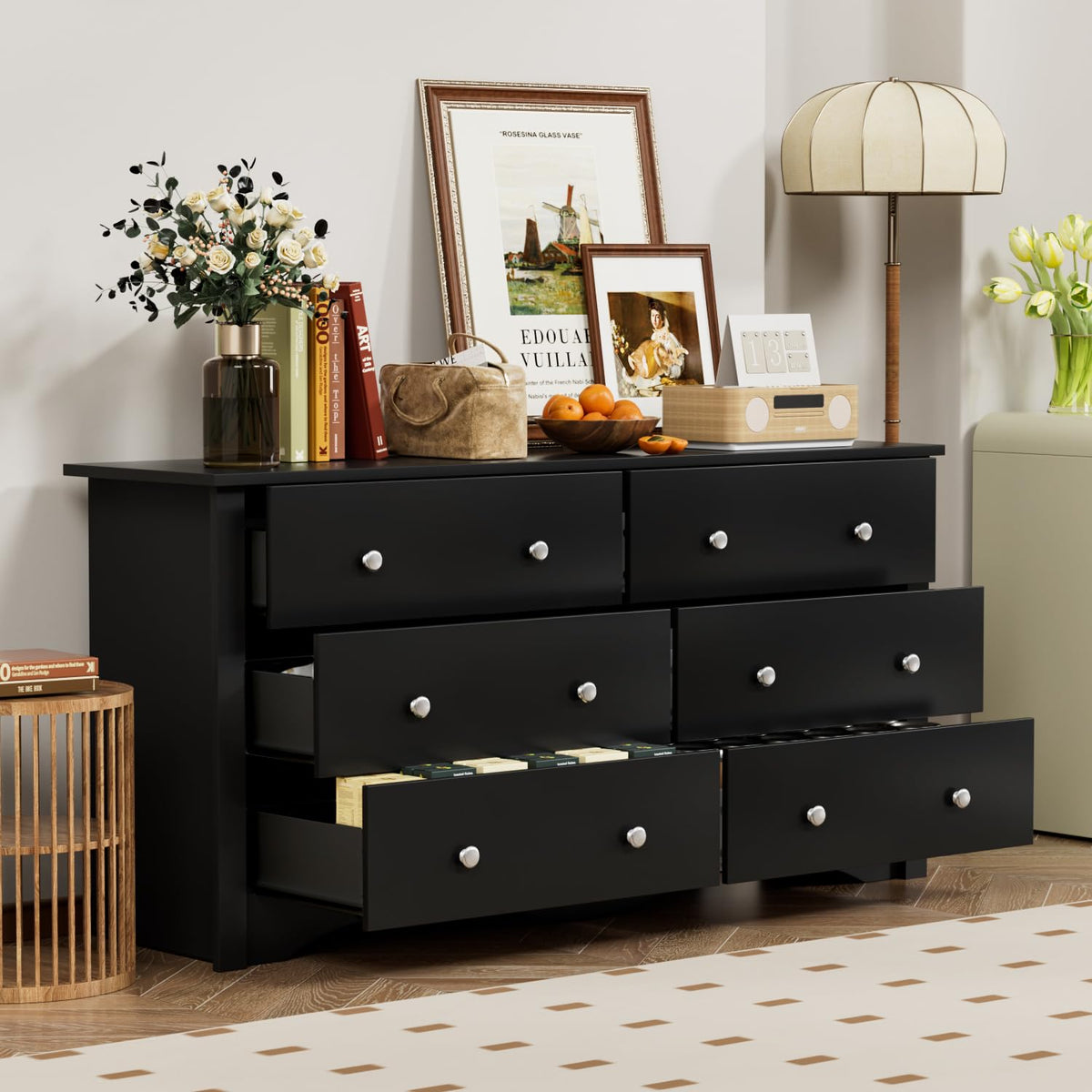Black 6 Drawer Dresser F6431