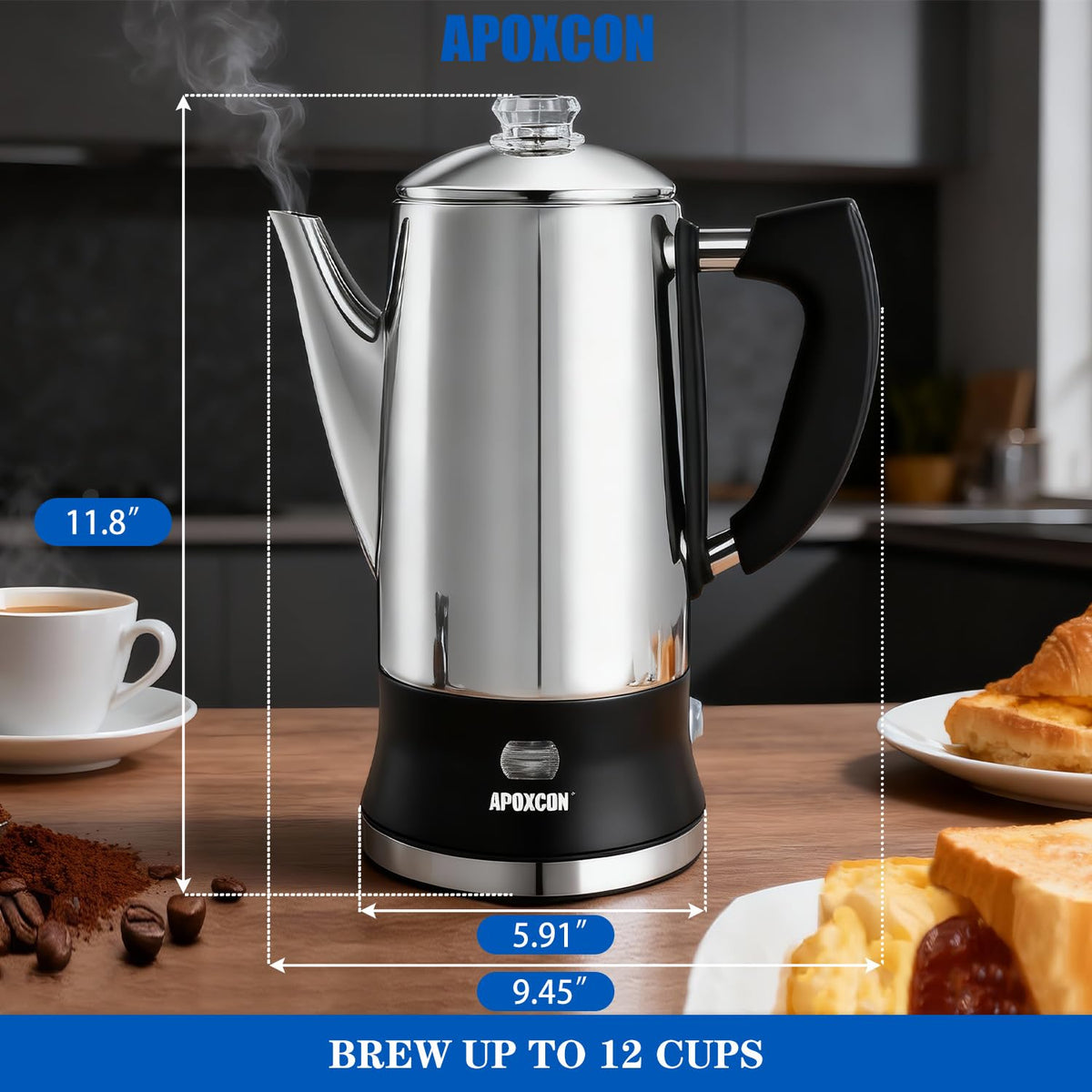 12 Cup Stainless Steel Electric Coffee Percolator W57401