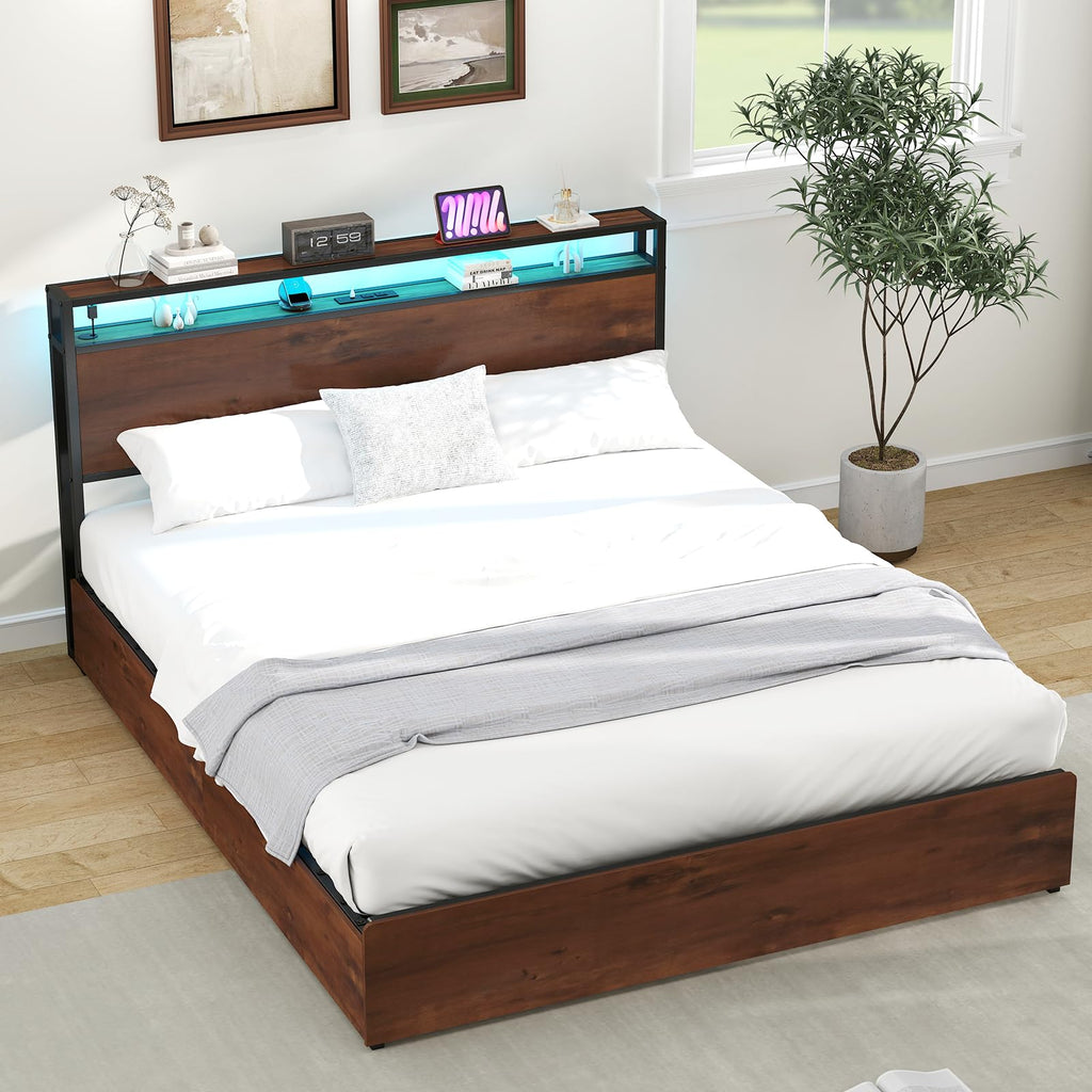 Queen Size Bed Frame with 4 Storage Drawers A18663
