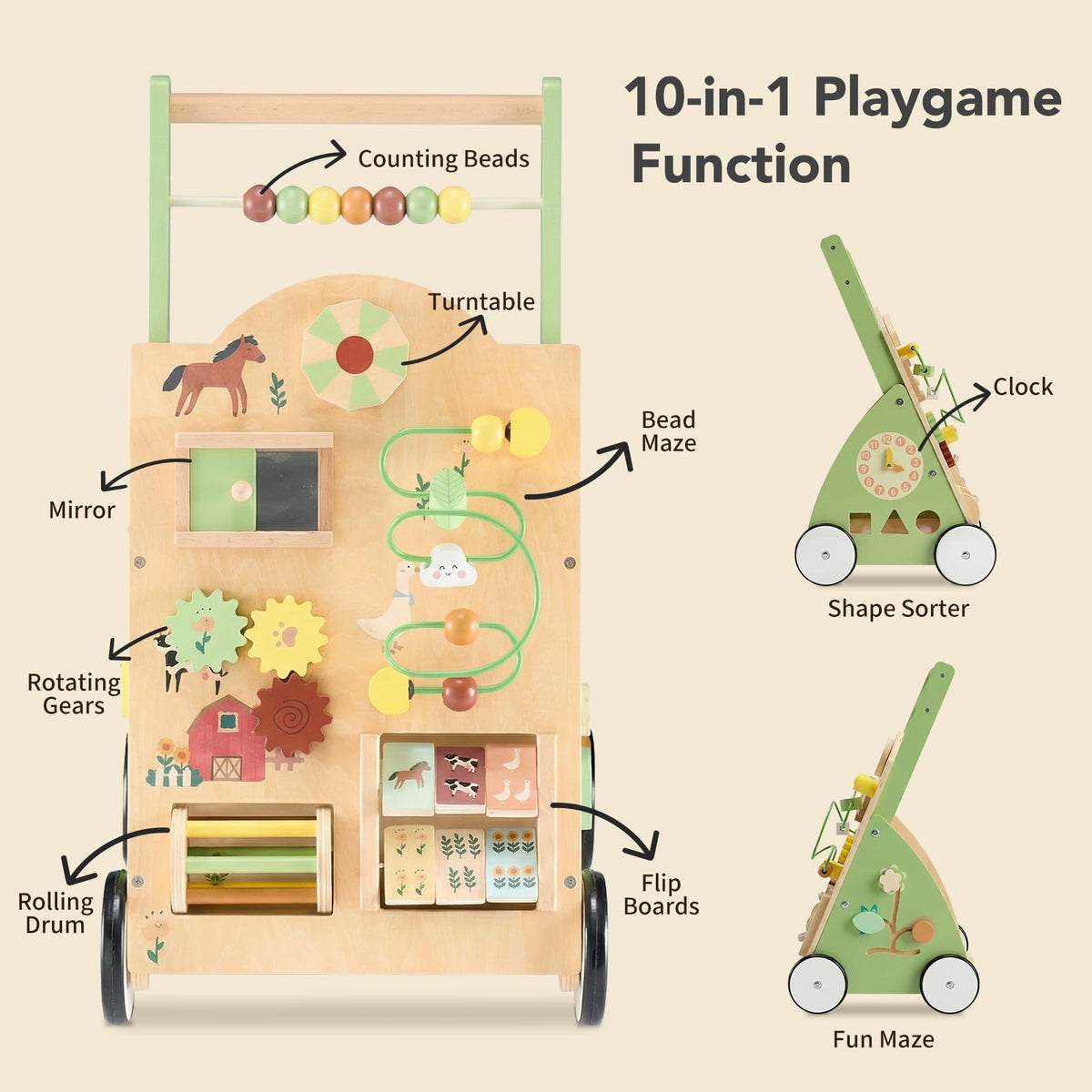 Wooden Baby Push Walker V10815