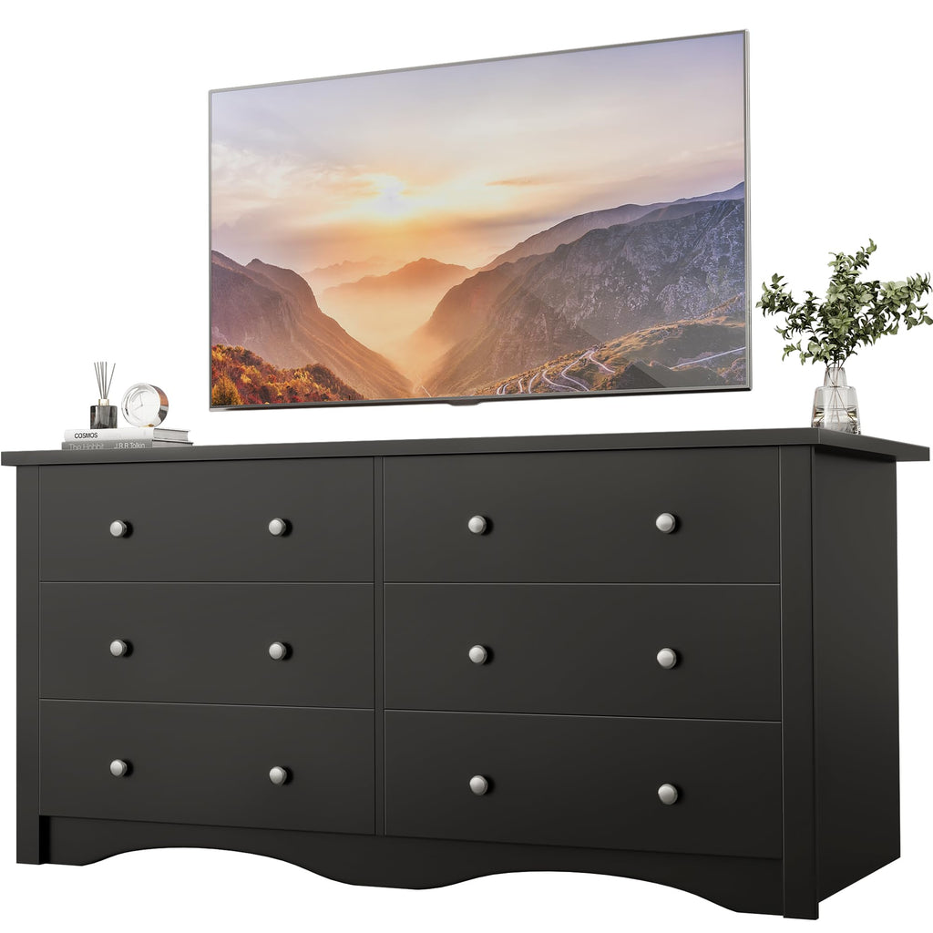 Black 6 Drawer Dresser F6431