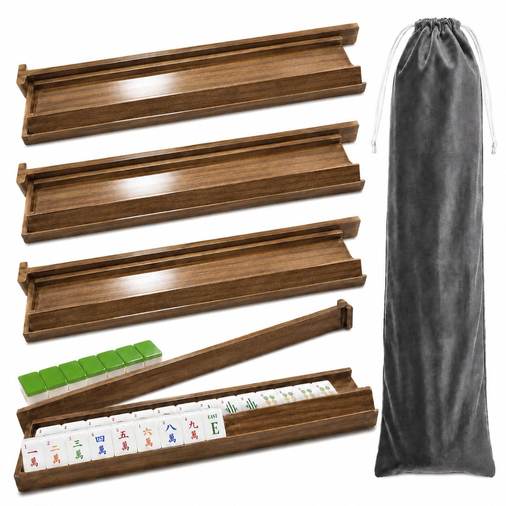 Acacia Wooden Mahjong Racks with Pushers U2489