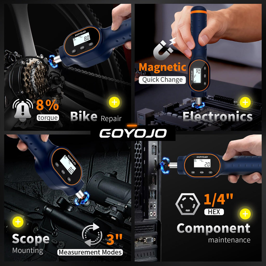 Digital Torque Screwdriver 1/4" Adjustable Set with Buzzer & Magnetic Bits S8264