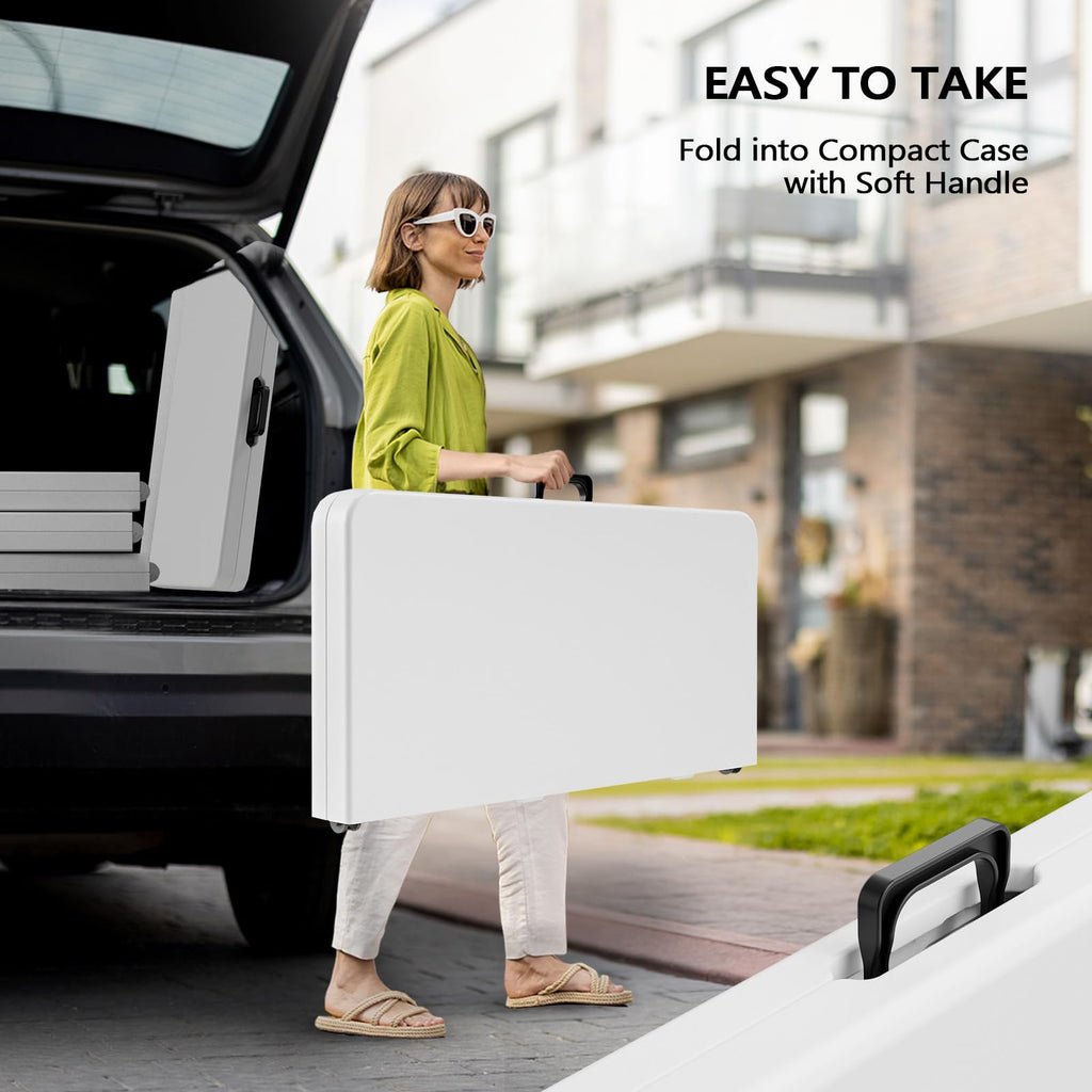 White Bi-Folding Portable Plastic Table F23464