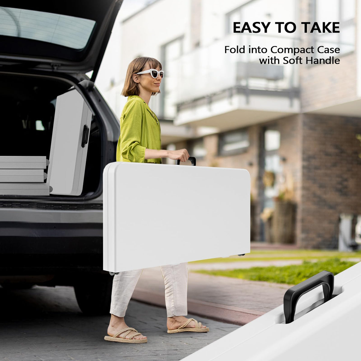 White Bi-Folding Portable Plastic Table F23464