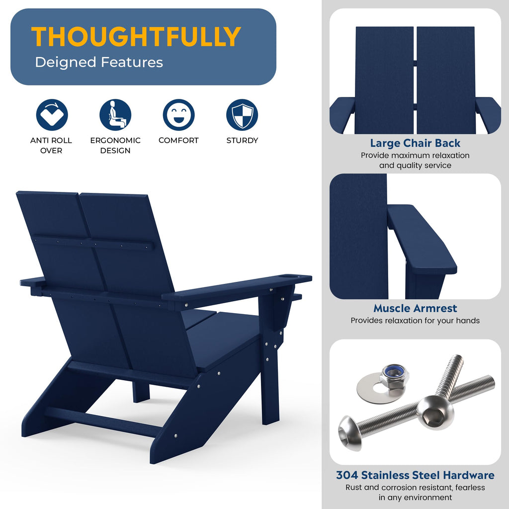 Navy Blue HDPE Outdoor Chair Set of 2 Z543477