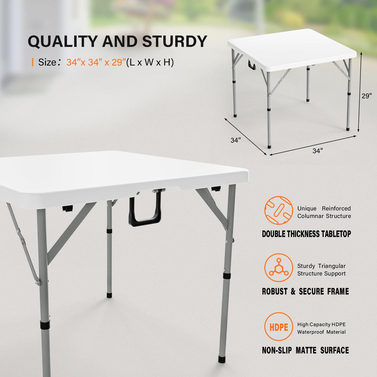 White Bi-Folding Portable Plastic Table F23464