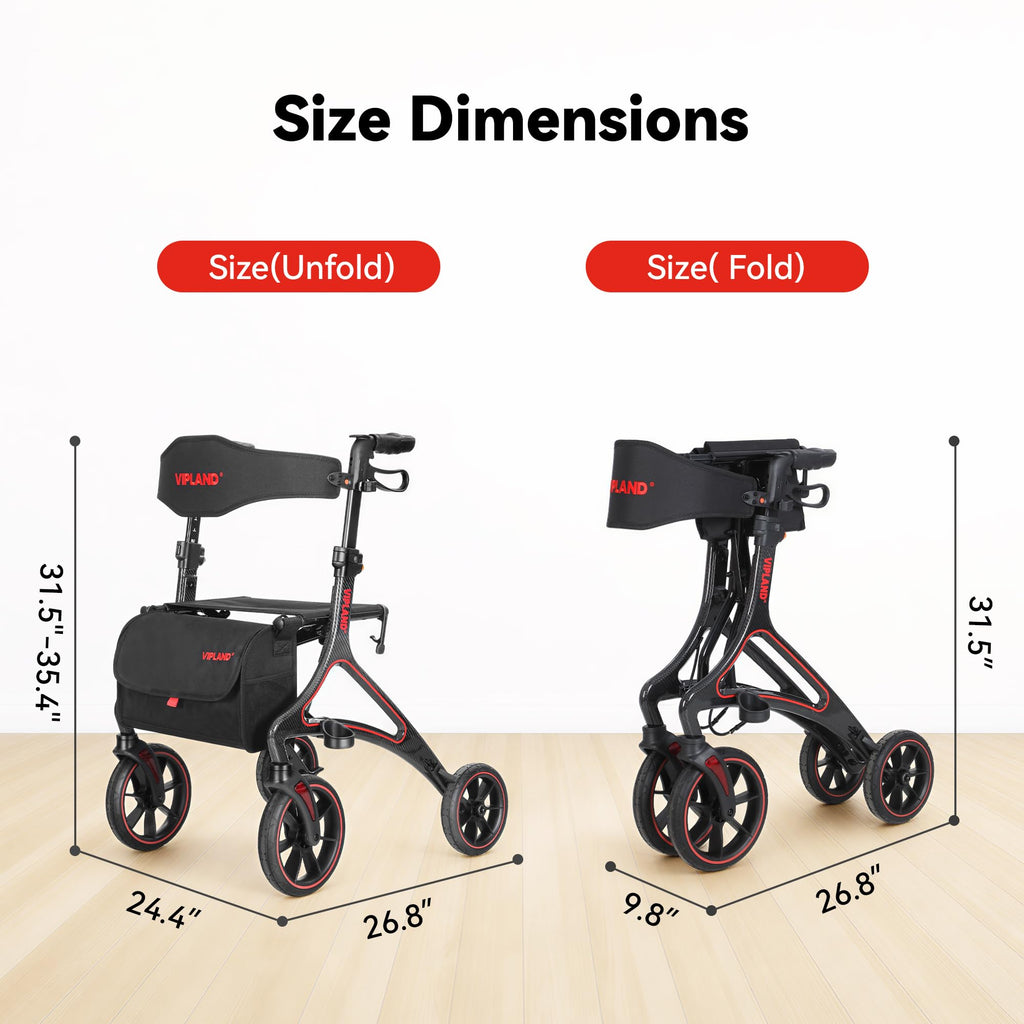 Carbon Fiber Lightweight Walker with Seat and Cane Holder D24599