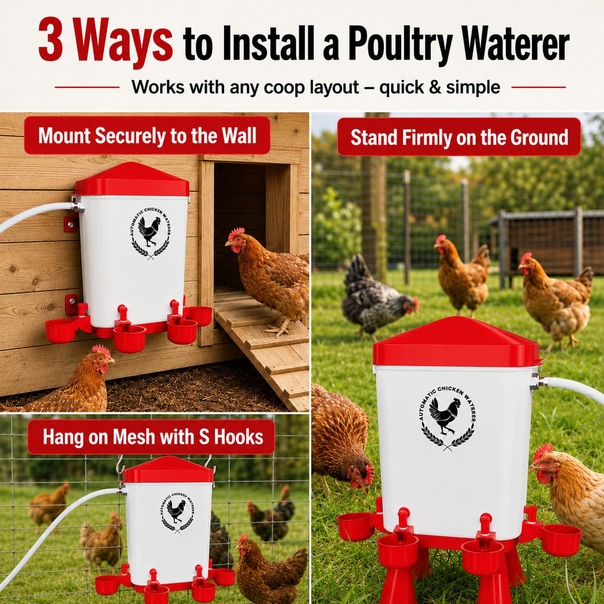 3 Gallon Chicken Waterer with 10 Cups O3969