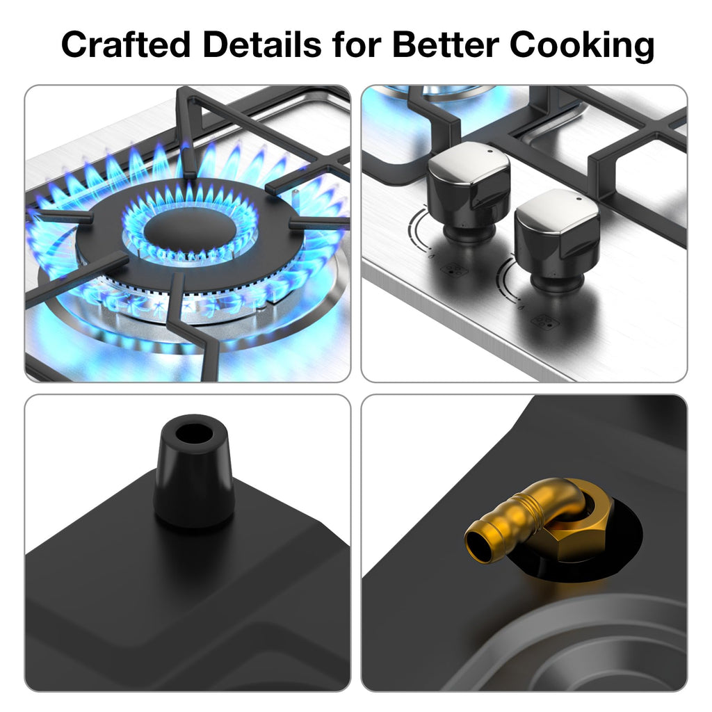 24 Inch 4 Burner Stainless Steel Gas Cooktop B4478