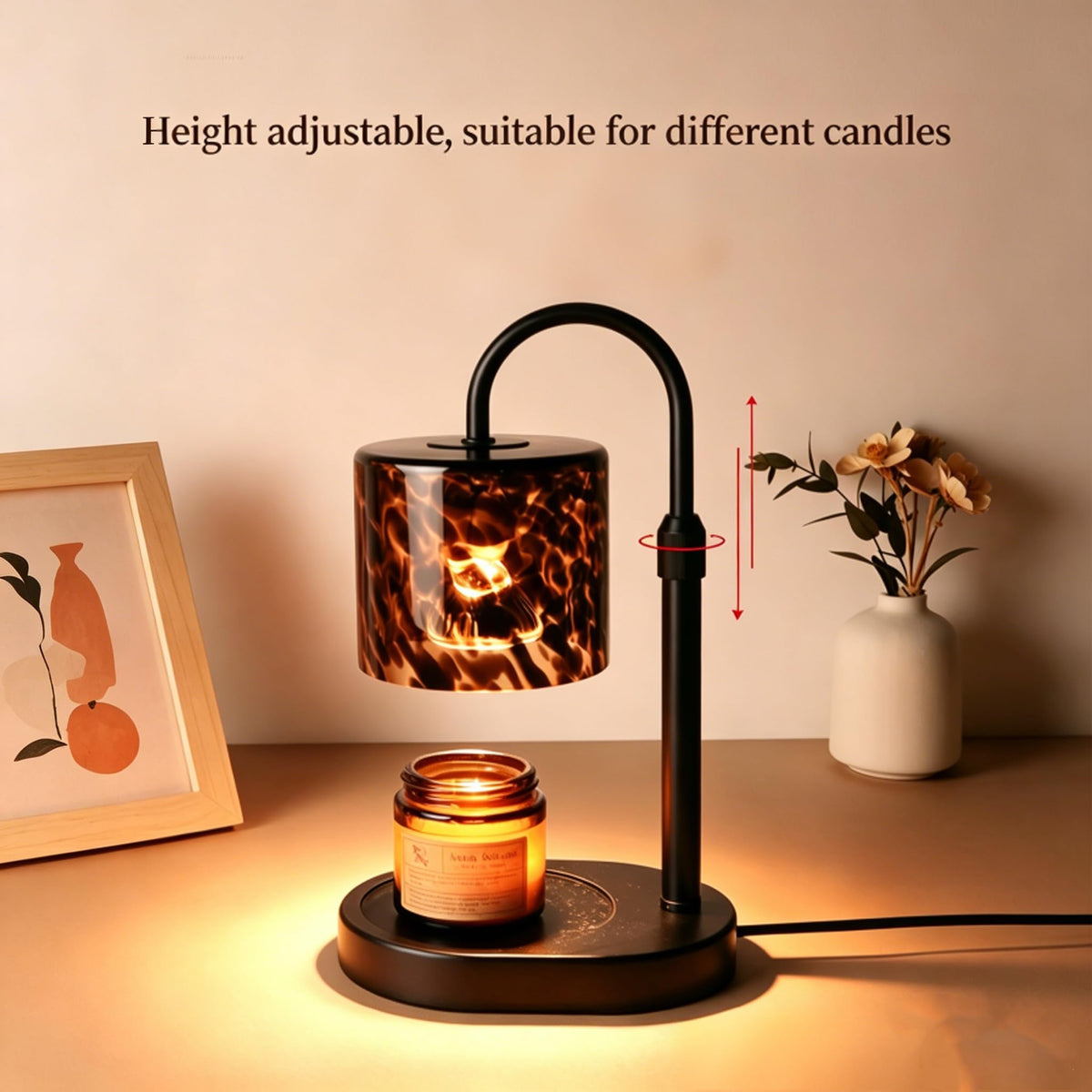 Black Leopard Print Candle Warmer Lamp with Timer O31759