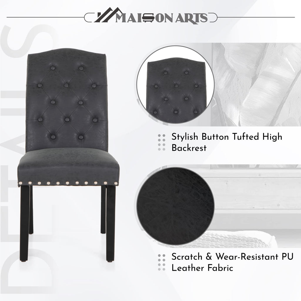 Black Faux Leather Dining Chairs Set of 2 F77443