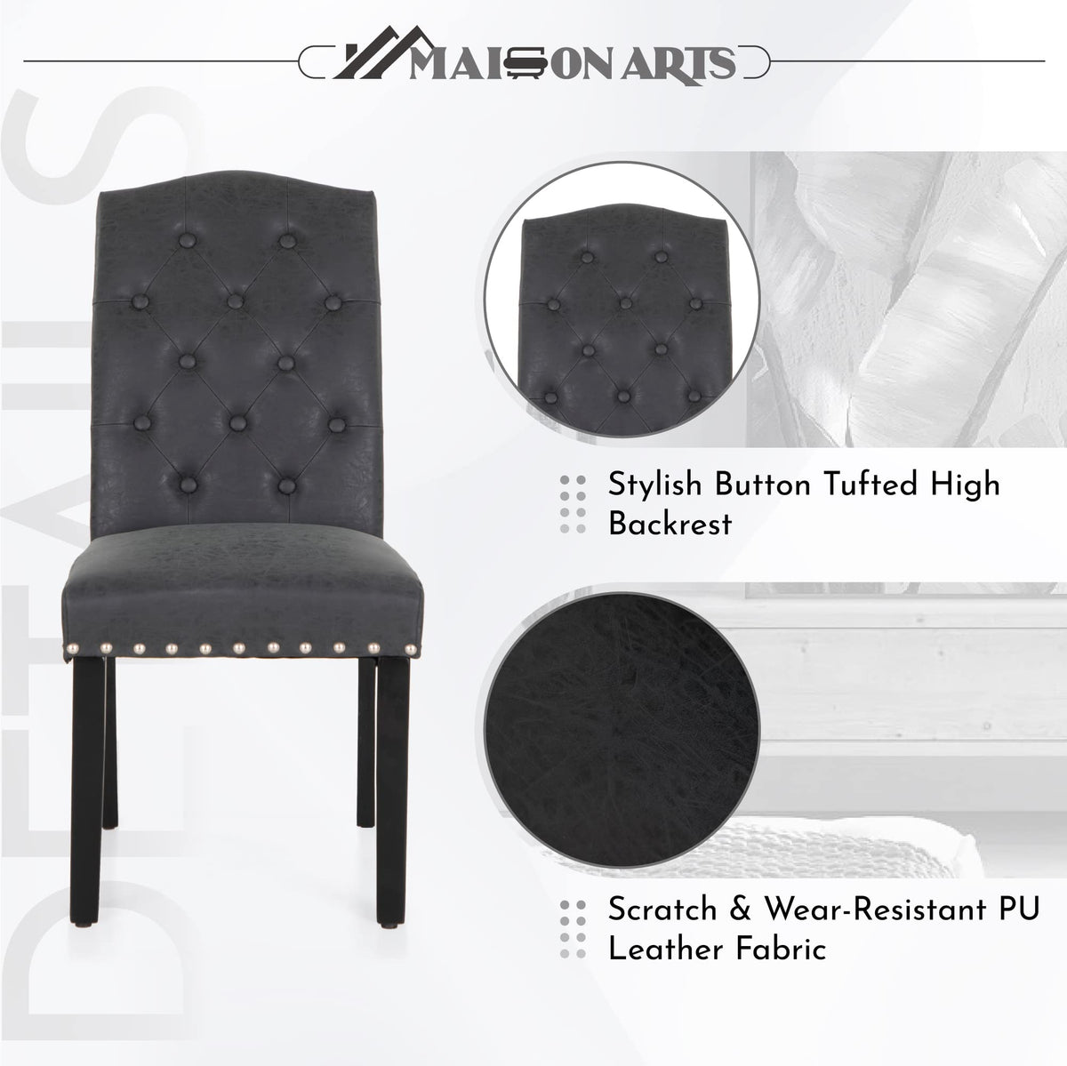 Black Faux Leather Dining Chairs Set of 2 F77443
