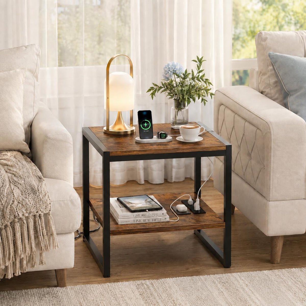 End Table with Charging Station, 2 Pack I187